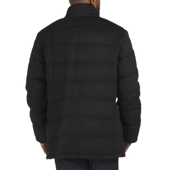 COLE HAAN Black Wool Blend Textured Padded Jacket - Picture 2 of 2